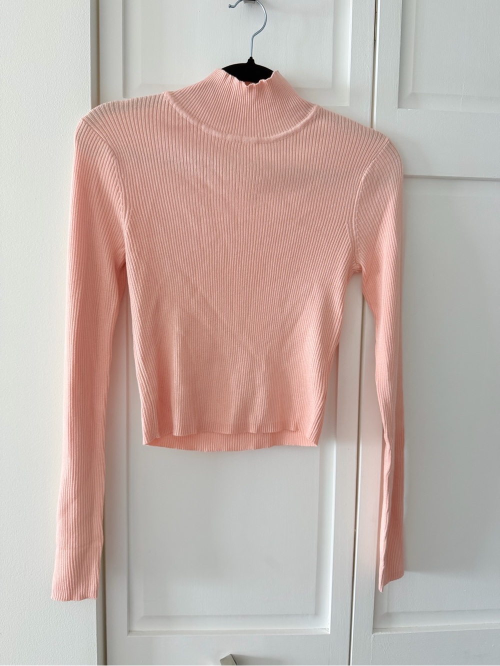 Ardene Pastel Pink Ribbed Mock Neck Crop Sweater S - Picture 3 of 9